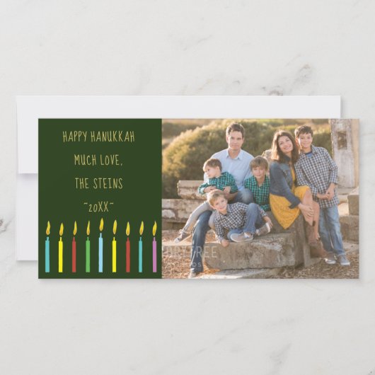 (ユダヤ教)メノラーカラフルキャンドルハッピーハヌカー シーズンカード (正面)
