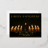 （ユダヤ教）メノラーキャンドルハッピーハヌカー 箔シーズンポストカード (正面/裏面)