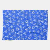 （ユダヤ教）メノラースターオブデイヴィッドハヌッカパタンブルーホワイト キッチンタオル (横)