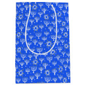 (ユダヤ教)メノラースターオブデイヴィッド・ハヌッカパタンブルー ミディアムペーパーバッグ (正面)