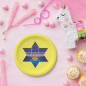 （ユダヤ教）メノラードッグ_ハッピーハヌカー_デイビッドの星 ペーパープレート (パーティー)