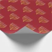 (ユダヤ教)メノラーハヌッカキャンドルスケッチフェスティバルルビーレッド ラッピングペーパー (角)