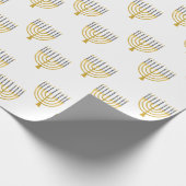 (ユダヤ教)メノラーハヌッカブルーキャンドルスケッチホリデイ ラッピングペーパー (角)