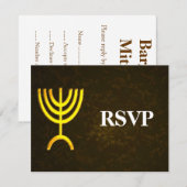 （ユダヤ教）メノラーフレームバー/バルミツワーRSVP 出欠カード (正面/裏面)