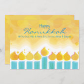 (ユダヤ教)メノラーライトハヌカホリデーグリーティングカード シーズンカード (正面/裏面)