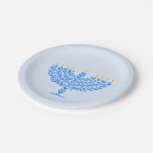 （ユダヤ教）メノラー図解入りの、写真付きのハヌカー ペーパープレート (アングル)