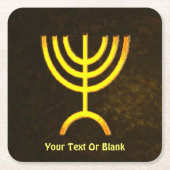 (ユダヤ教)メノラー炎 スクエアペーパーコースター (正面)