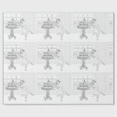 (ユダヤ教)メノラー猫の着色のギフト用包装紙 ラッピングペーパー (フラット)