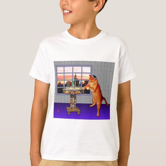 （ユダヤ教）メノラー猫 Tシャツ (正面)