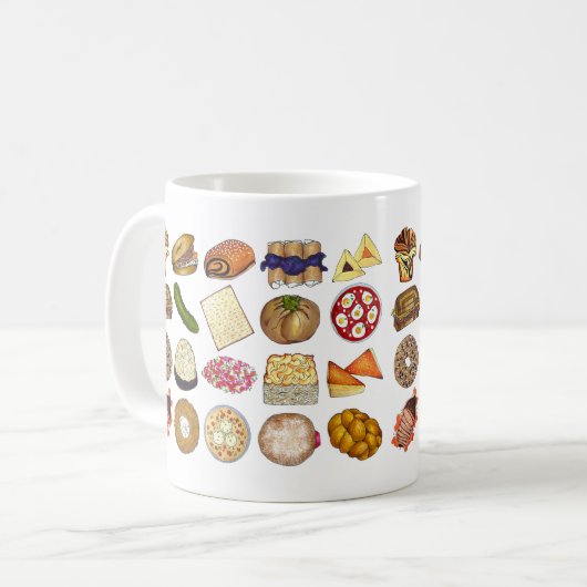 ユダヤ料理キュイジーズホリデーディナーフーズプリント コーヒーマグカップ (正面左)