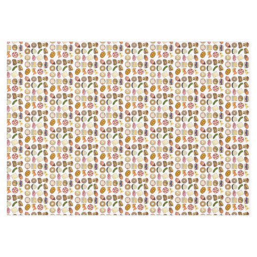 ユダヤ料理キュイジーズホリデーディナーフーズプリント テーブルクロス (正面(横))