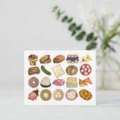 ユダヤ料理キュイジーズホリデーディナーフーズプリント ポストカード (スタンド正面)