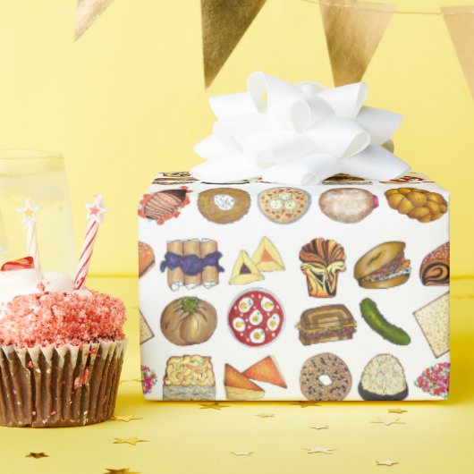 ユダヤ料理キュイジーズホリデーディナーフーズプリント ラッピングペーパー (誕生日パーティー)