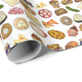 ユダヤ料理キュイジーズホリデーディナーフーズプリント ラッピングペーパー (ロールコーナー)