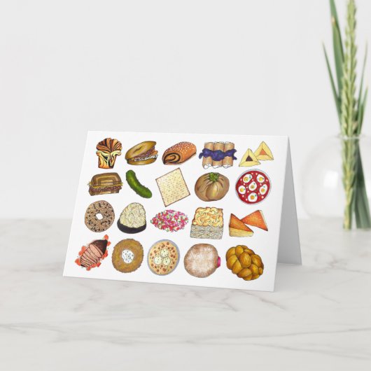 ユダヤ料理 ハoliday 夕食 食品 プリント カード (正面)