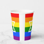 ユダヤ星のダビデゲイレインボー国旗 紙コップ (右)