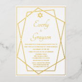 ユダヤ星幾何学模様結婚金ゴールド 箔招待状 (正面)