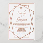 ユダヤ星幾何学模様金ゴールド結婚のフォイルI 箔招待状 (正面)