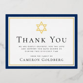 ユダヤ星箔ダークブルー悔やみや弔慰サンキューカード 箔招待状ポストカード (正面)