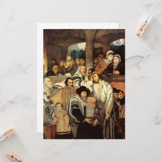 ユダヤ祈人はヨムキププルのシナゴーグに住んでいる カード (正面/裏面インサイチュ)