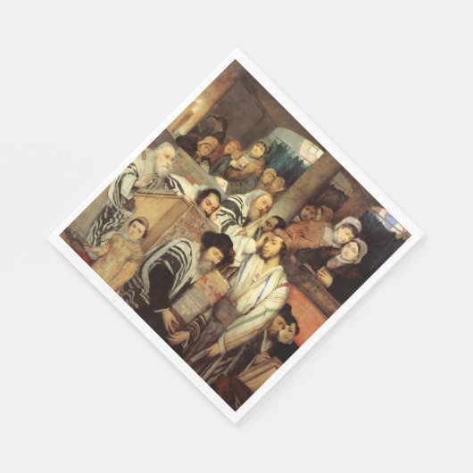 ユダヤ祈人はヨムキププルのシナゴーグに住んでいる スタンダードランチョンナプキン (角)