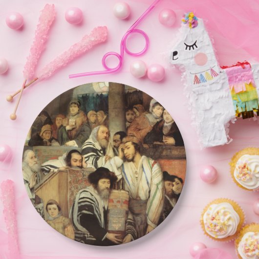 ユダヤ祈人はヨムキププルのシナゴーグに住んでいる ペーパープレート (パーティー)