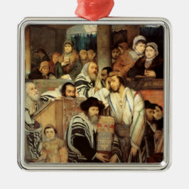 ユダヤ祈人はヨムキププルのシナゴーグに住んでいる メタルオーナメント