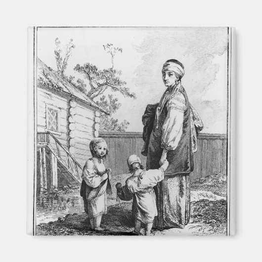 ユダヤ結婚した人の女性とその子ども マグネット (正面)