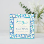 ユダヤ結婚人のダビデのスターSave The Date Card セーブザデート (スタンド正面)