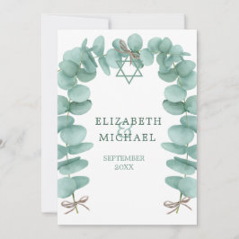ユダヤ結婚人のユーカリの葉の緑 招待状