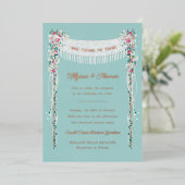 ユダヤ結婚人のロマンチック 箔招待状 (立ち正面)