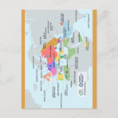 ユダヤ語のクロップされた地図 ポストカード (正面)