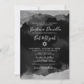 ユダヤ黒銀水色(ユダヤ教の)バル・ミツバー 招待状 (正面)