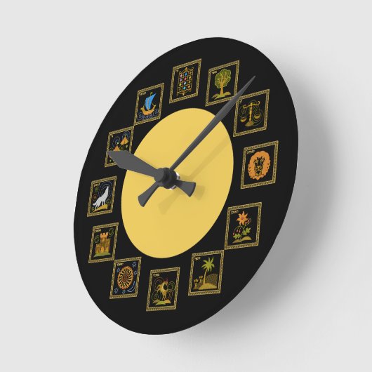 ユダヤ12部族イスラエル時計 ラウンド壁時計 (傾斜)