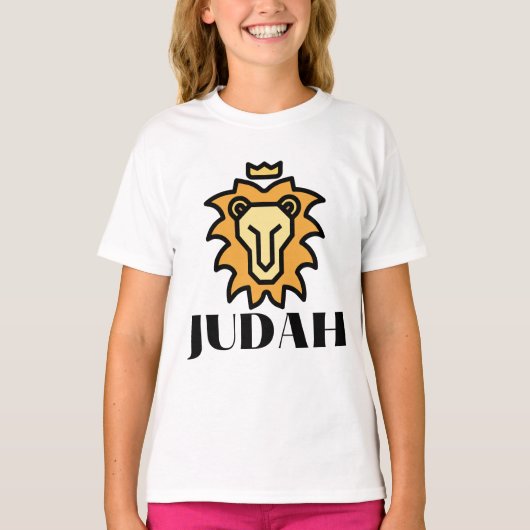 ユダ信仰に基づく女の子のライオン Tシャツ (正面)