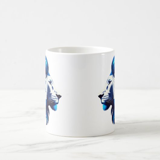 ユダ威厳のあるの青い獅子とダビデの星 コーヒーマグカップ (中央)
