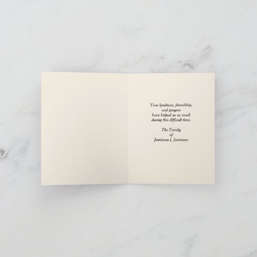 ユッカとの悔やみや弔慰、マウンテンストームに感謝 サンキューカード (内部)