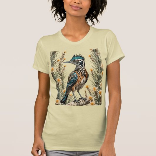 ユッカの花に囲まれたオオミチバシリ 3 Tシャツ (正面)