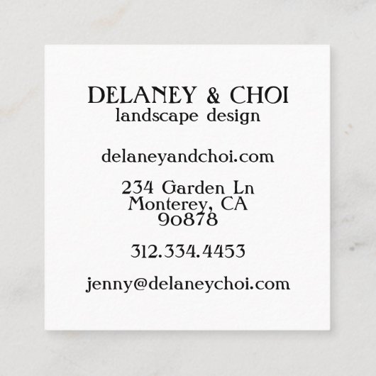 ユッカアロエデザートフォトランドスキャッパーガーデンサボテン スクエア名刺 (裏面)