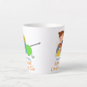 ユッカバレーニット&クロチェットクラブ – 編集可能文字 カフェラテマグ (正面)