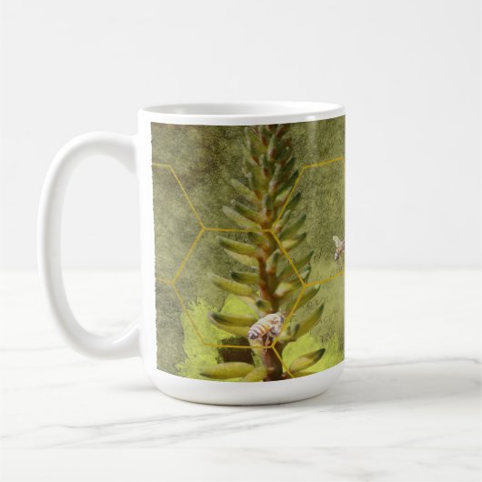 ユッカ植物混合培地のミツバチ コーヒーマグカップ (左)