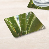 ユッカ葉グリーン自然写真 スクエアペーパーコースター (アングル)
