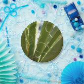 ユッカ葉グリーン自然写真 ペーパープレート (パーティー)