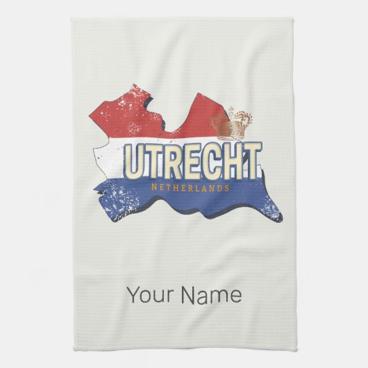 ユトレヒトオランダマップオランダヴィンテージ土産 キッチンタオル (縦)