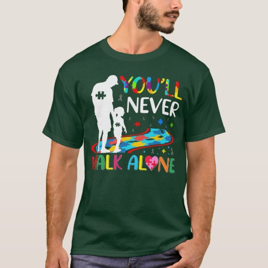 ユナイテッド リバプール You'll Never Walk Alone 父と娘 自閉症 Tシャツ (正面)