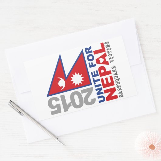 ユナイト・フォー・ネパール地震レリーフ、 浮き彫り 長方形シール (封筒)