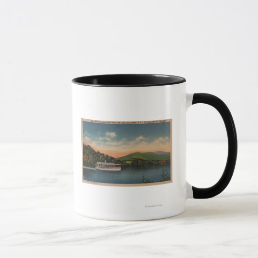 ユナルスカ湖， NC – チェロキーボートの景色 マグカップ (右)