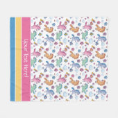 ユニお洒落コーンと明るいかわいらし花 フリースブランケット (正面(横))