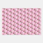 ユニかわいらしコーン蝶の花パーソナライズされた ラッピングペーパーシート (正面3)