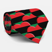 ユニア国旗のハートとパンアフリカ国旗/クワンザ ネクタイ (ロール)